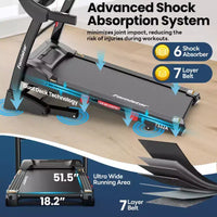 Tapis roulant pliable avec inclinaison automatique de 20%, moteur de 5,1 CV pour la maison, capacité de 136 kg, double haut-parleur HiFi, contrôle par application avec course virtuelle, 71 programmes.