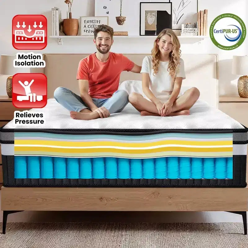 Matelas King Size, Matelas en Mousse à Mémoire de Forme de 14 Pouces dans une Boîte, Infusé de Gel pour un Sommeil Frais et Respirant, Soulagement de la Pression et Soutien, Fermeté Moyenne, Certifié CertiPUR-US