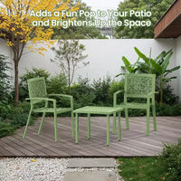 EROMMY Ensemble bistro d'extérieur pour 2, ensemble de mobilier de porche moderne empilable, ensemble de mobilier de terrasse imperméable avec 2 chaises et 1 table basse