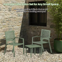 EROMMY Ensemble bistro d'extérieur pour 2, ensemble de mobilier de porche moderne empilable, ensemble de mobilier de terrasse imperméable avec 2 chaises et 1 table basse