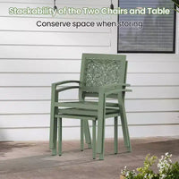 EROMMY Ensemble bistro d'extérieur pour 2, ensemble de mobilier de porche moderne empilable, ensemble de mobilier de terrasse imperméable avec 2 chaises et 1 table basse