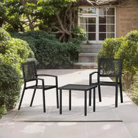 EROMMY Ensemble bistro d'extérieur pour 2, ensemble de mobilier de porche moderne empilable, ensemble de mobilier de terrasse imperméable avec 2 chaises et 1 table basse