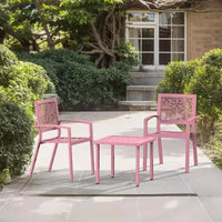 EROMMY Ensemble bistro d'extérieur pour 2, ensemble de mobilier de porche moderne empilable, ensemble de mobilier de terrasse imperméable avec 2 chaises et 1 table basse