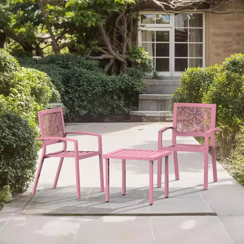 EROMMY Ensemble bistro d'extérieur pour 2, ensemble de mobilier de porche moderne empilable, ensemble de mobilier de terrasse imperméable avec 2 chaises et 1 table basse