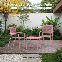 EROMMY Ensemble bistro d'extérieur pour 2, ensemble de mobilier de porche moderne empilable, ensemble de mobilier de terrasse imperméable avec 2 chaises et 1 table basse
