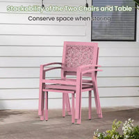 EROMMY Ensemble bistro d'extérieur pour 2, ensemble de mobilier de porche moderne empilable, ensemble de mobilier de terrasse imperméable avec 2 chaises et 1 table basse