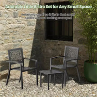 EROMMY Ensemble bistro d'extérieur pour 2, ensemble de mobilier de porche moderne empilable, ensemble de mobilier de terrasse imperméable avec 2 chaises et 1 table basse