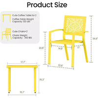 EROMMY Ensemble bistro d'extérieur pour 2, ensemble de mobilier de porche moderne empilable, ensemble de mobilier de terrasse imperméable avec 2 chaises et 1 table basse