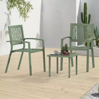 EROMMY Ensemble bistro d'extérieur pour 2, ensemble de mobilier de porche moderne empilable, ensemble de mobilier de terrasse imperméable avec 2 chaises et 1 table basse