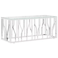 vidaXL Coffee Table Silver Stainless steel Medium Modern Coffee Table