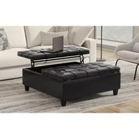 Elliot Grande table basse carrée pouf de rangement 40 pouces de large