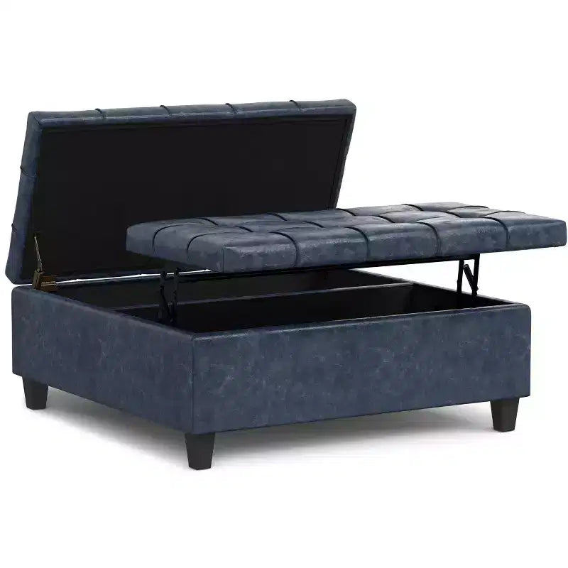 Elliot Grande table basse carrée pouf de rangement 40 pouces de large