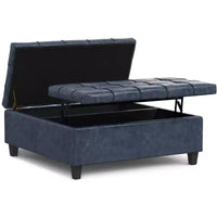 Elliot Grande table basse carrée pouf de rangement 40 pouces de large