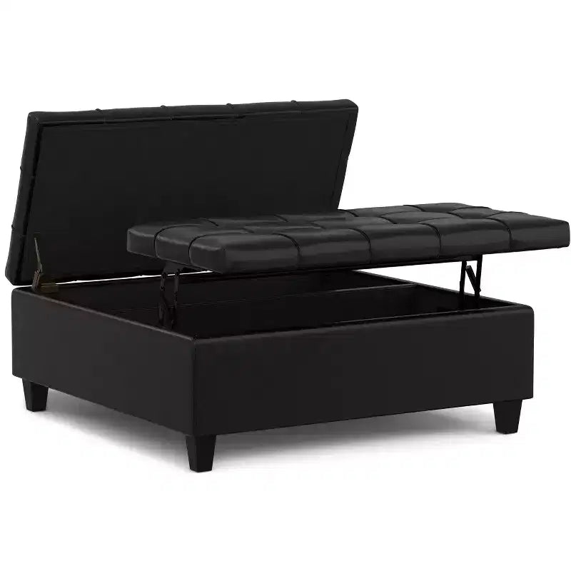 Elliot Grande table basse carrée pouf de rangement 40 pouces de large