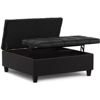Elliot Grande table basse carrée pouf de rangement 40 pouces de large