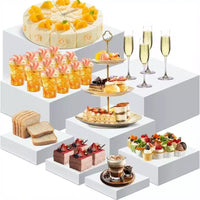 Ensemble de 6 rehausseurs de buffet (tailles 6,7,8,9,10,11), rehausseurs alimentaires pour table de buffet, étagère de présentation en acrylique pour dessert, rehausseurs gigognes en forme de cubes