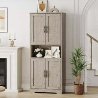 Armoire de rangement haute de 178 cm, buffet de cuisine moderne avec support micro-ondes et étagères réglables, idéale pour la salle à manger, la salle de bain
