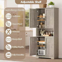 Armoire de rangement haute de 178 cm, buffet de cuisine moderne avec support micro-ondes et étagères réglables, idéale pour la salle à manger, la salle de bain