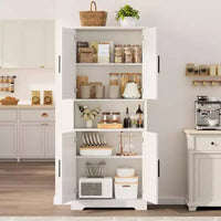 Armoire de rangement haute de 178 cm, buffet de cuisine moderne avec support micro-ondes et étagères réglables, idéale pour la salle à manger, la salle de bain