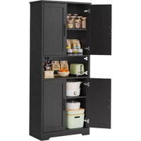 Armoire de rangement haute de 178 cm, buffet de cuisine moderne avec support micro-ondes et étagères réglables, idéale pour la salle à manger, la salle de bain