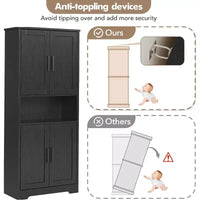 Armoire de rangement haute de 178 cm, buffet de cuisine moderne avec support micro-ondes et étagères réglables, idéale pour la salle à manger, la salle de bain