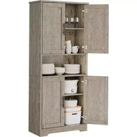 Armoire de rangement haute de 178 cm, buffet de cuisine moderne avec support micro-ondes et étagères réglables, idéale pour la salle à manger, la salle de bain