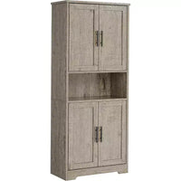 Armoire de rangement haute de 178 cm, buffet de cuisine moderne avec support micro-ondes et étagères réglables, idéale pour la salle à manger, la salle de bain