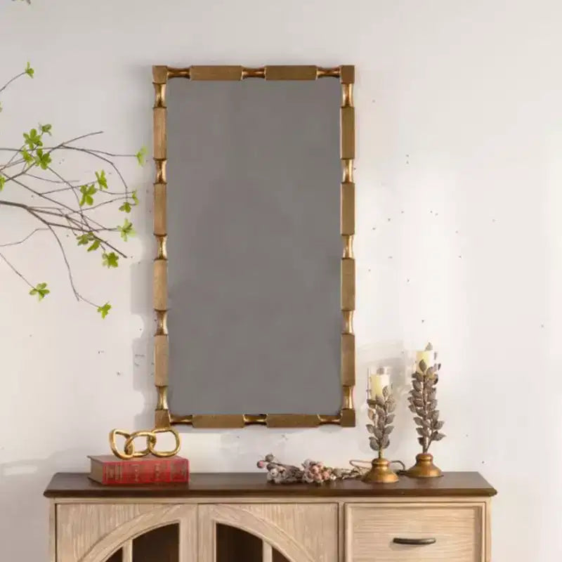 Miroir mural rectangulaire de transition GDFStudio Bin avec motif texturé bambou