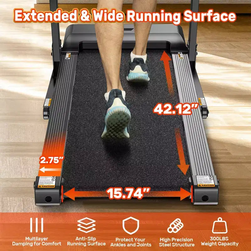 Tapis de course incliné capacité 136 kg, tapis de course pliable 3,75 CV pour la maison, 71 programmes, contrôle via application, 12 km/h, haut-parleur HiFi, absorption des chocs, cadeau sangle de genou