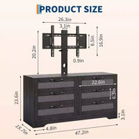 Meuble TV Naturel 6 Tiroirs de 120 cm, Meuble TV en Rotin pour Téléviseurs de 32 à 85 Pouces, pour Salon, Montage Facile