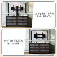 Meuble TV Naturel 6 Tiroirs de 120 cm, Meuble TV en Rotin pour Téléviseurs de 32 à 85 Pouces, pour Salon, Montage Facile