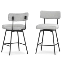 Tabouret de comptoir pivotant moderne contemporain Meredith (lot de 2) en lin polyester