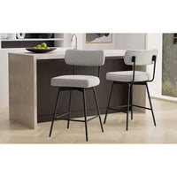 Tabouret de comptoir pivotant moderne contemporain Meredith (lot de 2) en lin polyester