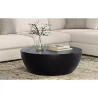 Table basse tambour industrielle moderne Keystone 34 pouces de large en manguier massif, assemblée