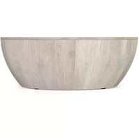 Table basse tambour industrielle moderne Keystone 34 pouces de large en manguier massif, assemblée