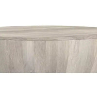 Table basse tambour industrielle moderne Keystone 34 pouces de large en manguier massif, assemblée