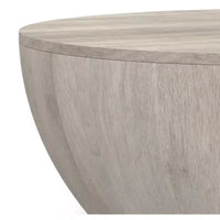 Table basse tambour industrielle moderne Keystone 34 pouces de large en manguier massif, assemblée