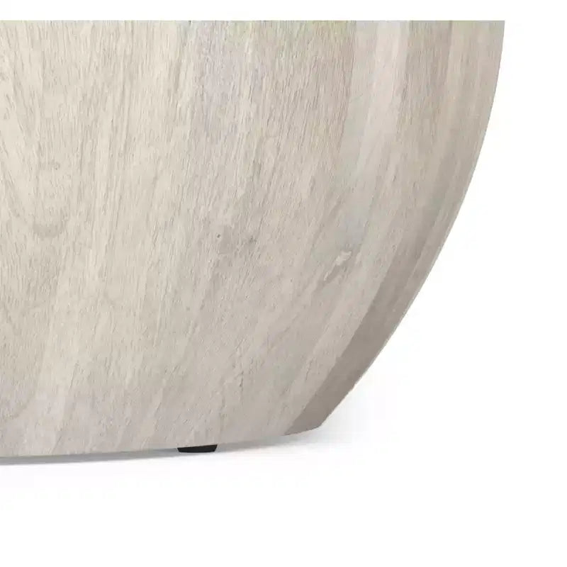 Table basse tambour industrielle moderne Keystone 34 pouces de large en manguier massif, assemblée