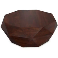 Table basse contemporaine Paros en bois d'acacia massif de 89 cm de large, de forme irrégulière, entièrement assemblée