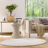 Casafield Table d'appoint sablier - blanc cérusé, table latérale en jacinthe d'eau, table en osier tressé style boho pour salon, chambre, entrée