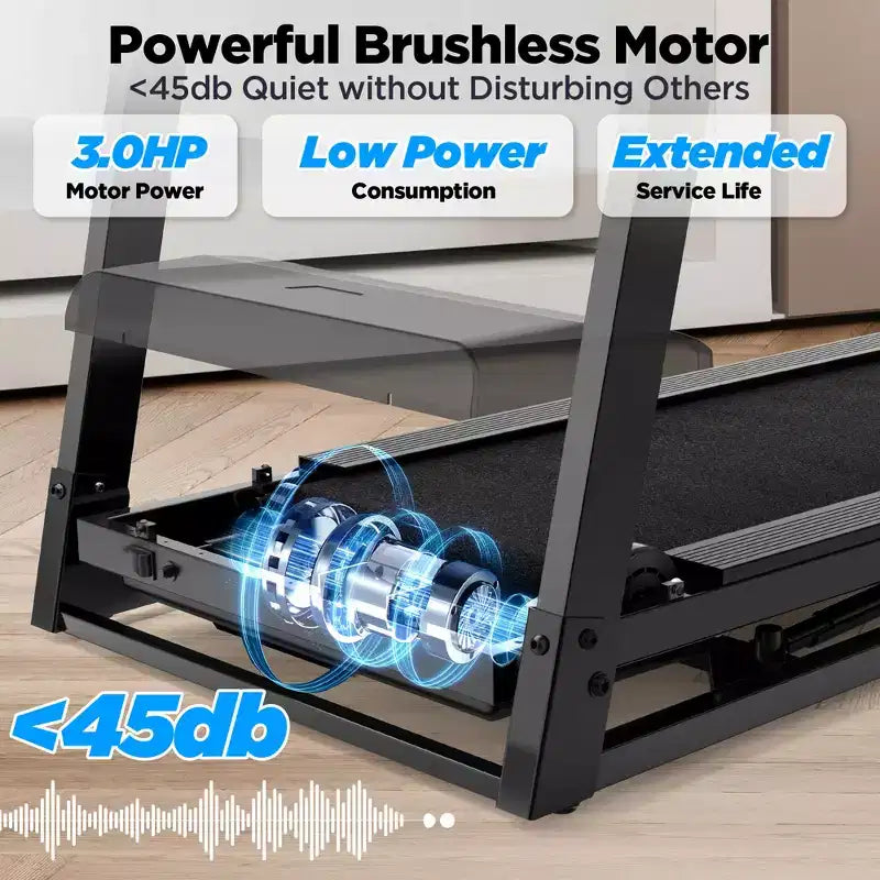 Tapis de course en solde : Tapis de course pliable portable 3 CV pour la maison, inclinaison 9 %, 12 km/h, écran LED, contrôle via application, 64 programmes, Bluetooth, genouillères incluses