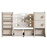 Meuble de rangement pour jouets pour enfants, 8 bacs amovibles, étagère à livres à 4 niveaux, 2 armoires, étagère multifonctionnelle pour salle de jeux