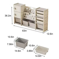 Meuble de rangement pour jouets pour enfants, 8 bacs amovibles, étagère à livres à 4 niveaux, 2 armoires, étagère multifonctionnelle pour salle de jeux
