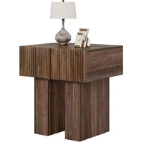 Lantine Table de chevet cannelée, table de nuit en bois avec tiroir de rangement, table d'appoint moderne pour chambre