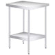 Table en acier inoxydable, table de travail robuste à 2 niveaux certifiée NSF avec étagère inférieure réglable, table de préparation utilitaire résistante à la rouille