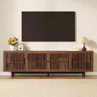 Meuble TV moderne de 78'' pour téléviseurs de 85'', console multimédia, centre de divertissement avec gestion des câbles et charnières à fermeture douce, Noyer - ModernLuxe