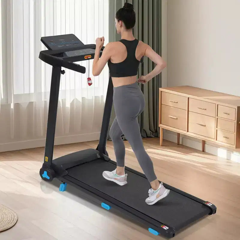 Tapis de course pliable silencieux Whisen 3.0HP, capacité de 136 kg, équipement d'exercice à domicile avec inclinaison, capteurs de fréquence cardiaque - Noir