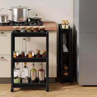 Lot de 2 dessertes roulantes Costway à 3 niveaux, design amovible, avec roulettes, pour cuisine, noir/blanc