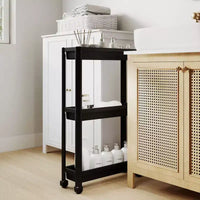 Lot de 2 dessertes roulantes Costway à 3 niveaux, design amovible, avec roulettes, pour cuisine, noir/blanc