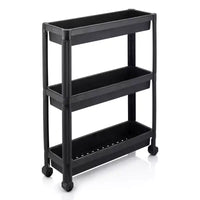 Costway 3-Tier Slim Rolling Storage Cart 2-Pack with Wheels, Detachable Design for Kitchen Black/White